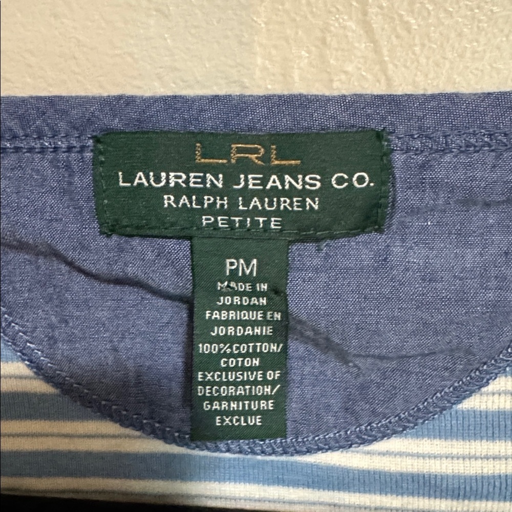 Ralph Lauren Blue and White Striped Short Sleeve Top - Picture 2 of 8